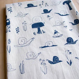 Handprinted Cotton Kitchen Towel || Snails