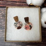The Jane || Boho Floral Printed Dangle Clay Earrings, Silver