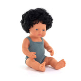Doll Caucasian Curly Black Hair Boy 38cm || Lead Romper