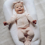 Organic 2 Way Zipper Footie || Blush