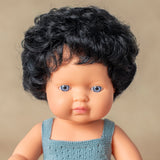Doll Caucasian Curly Black Hair Boy 38cm || Lead Romper