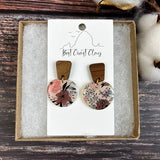 The Jane || Boho Floral Printed Dangle Clay Earrings, Silver