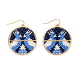 Beaded Handwoven Twin Bird Earrings || Cream/Green