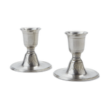 Short Pewter Candlesticks || Pair
