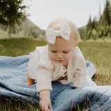 Milan Rib Knit Baby Girl Cardigan || Cream