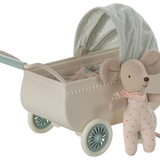 Pram with Baby Mouse || Mint
