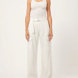 Zoie Wide Leg Relaxed Jean || White Cargo