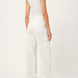 Zoie Wide Leg Relaxed Jean || White Cargo