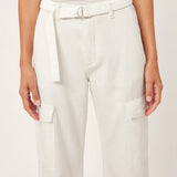 Zoie Wide Leg Relaxed Jean || White Cargo