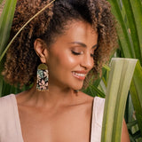 Beaded Handwoven Tropical Fringe Earrings || Wine/Magenta