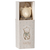 Metal Teddy Bear Ornament || Off White & Blue