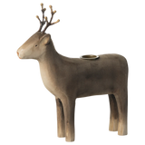 Wooden Reindeer Candle Holder || Large