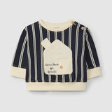 Striped Sweatshirt, Warm House || Navy Blue