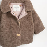 Faux Fur Jacket with Wooden Buttons || Ancestral
