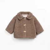 Faux Fur Jacket with Wooden Buttons || Ancestral