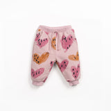 Heart Print Fleece Trousers || Rose
