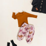 Heart Print Fleece Trousers || Rose