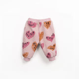 Heart Print Fleece Trousers || Rose