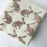 Handprinted Cotton Tea Towel || Rabbit