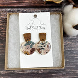 The Jane || Boho Floral Printed Dangle Clay Earrings, Silver