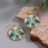 Beaded Handwoven Twin Bird Earrings || Cream/Green