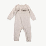 Milan Sweater Knit Ruffle Baby Jumpsuit || Oatmeal Heather