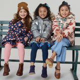 Girls Paulina Puffer || Navy Flower Toss
