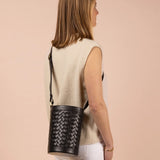 Zola Bag || Black Woven Classic Leather