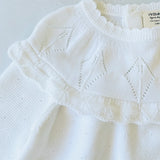 Milan Pointelle Ruffle Organic Dress || Pure White