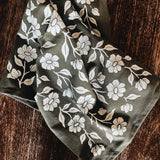 Organic Cotton Tea Towel || Floral on Olive