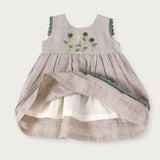 Sylvie Embroidered Baby Dress Set || Natural Linen