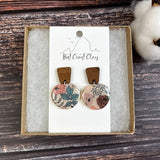 The Jane || Boho Floral Printed Dangle Clay Earrings, Silver