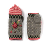 Aubrey Floral Wool Flip Mittens || Light & Natural