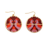 Beaded Handwoven Twin Bird Earrings || Cream/Green