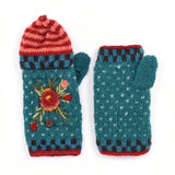 Aubrey Floral Wool Flip Mittens || Light & Natural