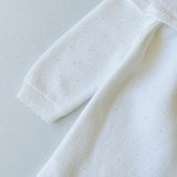 Milan Pointelle Ruffle Organic Dress || Pure White