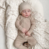 Organic 2-Way Zipper Footie || Oatmeal