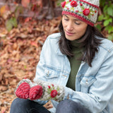 Aubrey Floral Wool Flip Mittens || Light & Natural