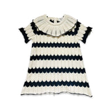 Baby Sweater Dress with Ruffle Collar || Natural & Navy