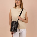 Zola Bag || Black Woven Classic Leather