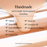 Handmade Tallow & Goat Milk Soap Bar || Wild Rose & Honey