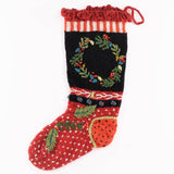 Wool Knit Christmas Stocking || Wreath