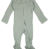 Organic 2 Way Zipper Footie || Seafoam