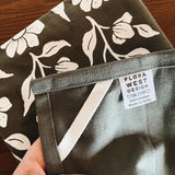 Organic Cotton Tea Towel || Floral on Olive