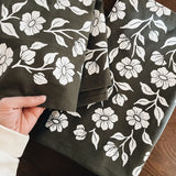 Organic Cotton Tea Towel || Floral on Olive