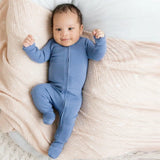 Organic 2 Way Zipper Footie || Slate