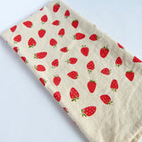 Handprinted Cotton Tea Towel || Strawberry