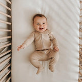 Organic 2-Way Zipper Footie || Oatmeal