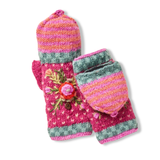 Aubrey Floral Wool Flip Mittens || Light & Natural