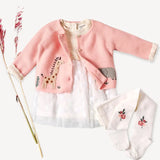 Baby Girl Tights || Floral Jacquard